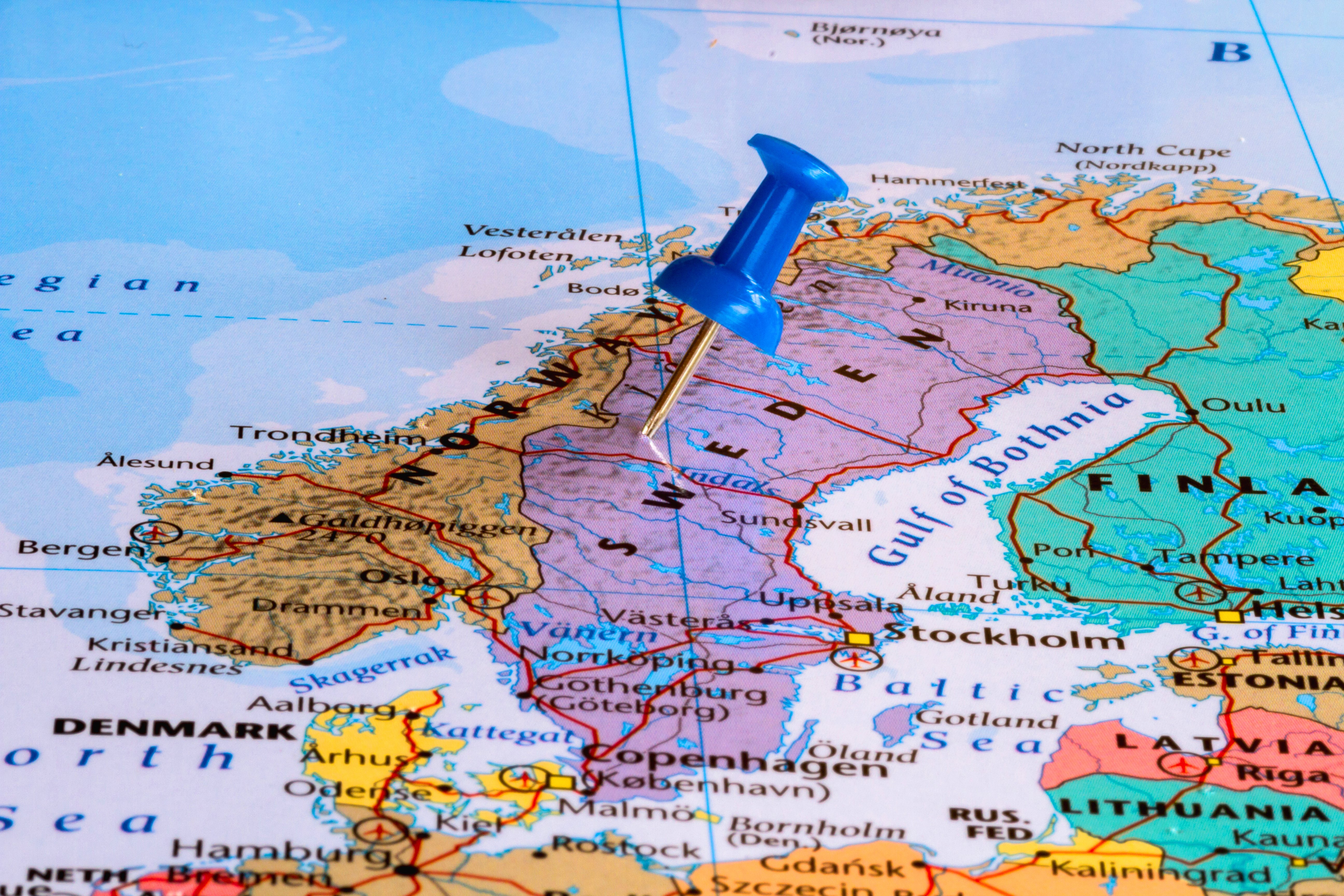 Карта Швеции, куда визу для работы надо оформлять иностранцам
